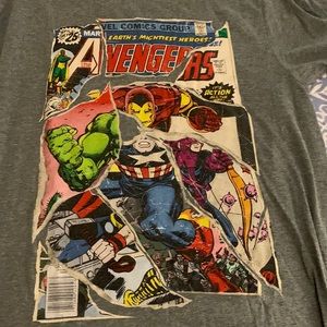 Avenger’s tee, size M, gray, cotton